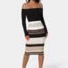 Off Shoulder Stripe Dress