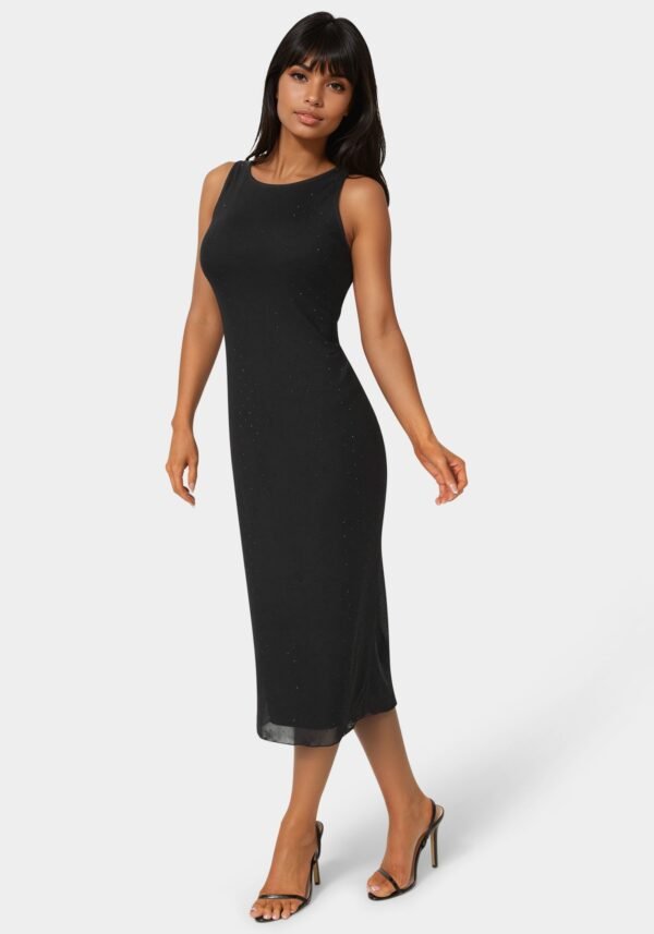 Powermesh Rhinestone Sleeveless Maxi Dress