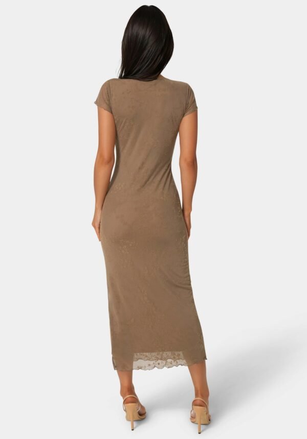 Flocking Mesh T-Short Maxi Dress