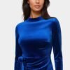 Beaded Sash Velvet Mini Dress