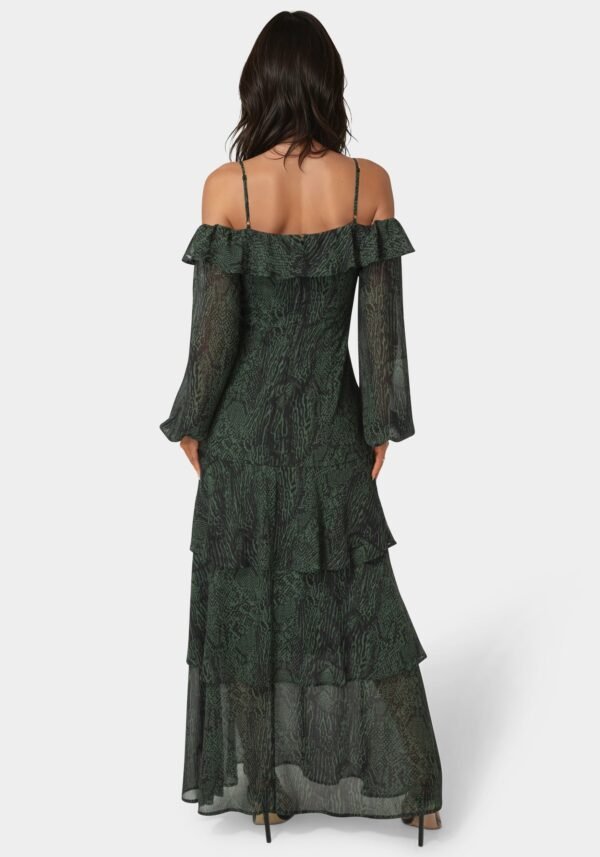 Long Sleeve Off the Shoulder Tiered Maxi Dress